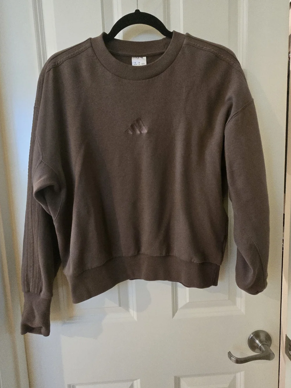 adidas Women’s Chocolate Brown Crewneck Sweatshirt - Picture 1 of 3